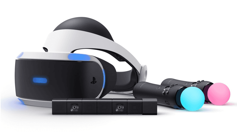 هدست واقعیت مجازی PlayStation VR نسل اول برای کنسول PlayStation 4؛ دستگاهی برای تجربه بازی‌های واقعیت مجازی با استفاده از هدست و کنترلرهای سازگار.